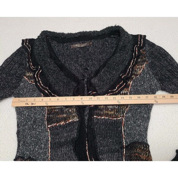 Forla Paris Cardigan Sweater Women's S Gray Mohair Wool Ruffle Bohemian Artsy - Picture 7 of 16